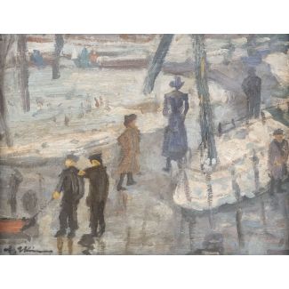Belebte Winterstraße