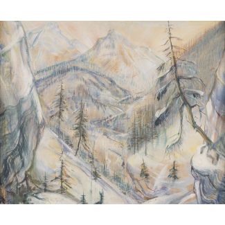 Verschneite Gebirgslandschaft