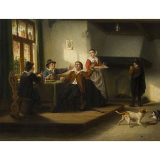 Genreszene im interieur eines wirtshauses. 1864