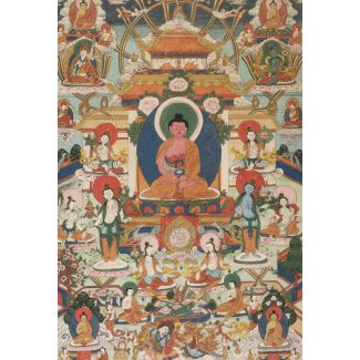 Ein Thangka mit der Darstellung von Buddha Shakyamuni