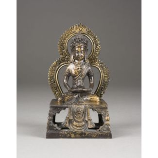 Eine sitzende figur des amitayus aus bronze