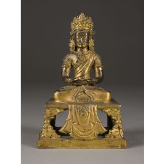 Eine vergoldete bronzefigur von amitayus