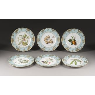 Sechs dessertteller aus der botanischen serie