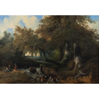 Französische schule des 19. jh. rast am bergbach