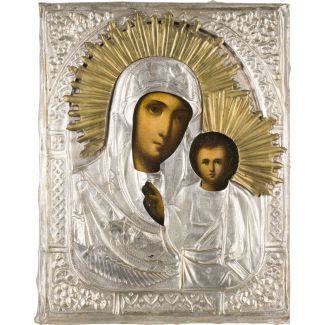 Kleine Ikone mit der Gottesmutter von Kasan (Kasanskaja) mit Oklad