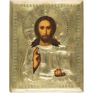 Kleine Ikone mit Christus Pantokrator mit Oklad
