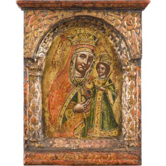A FINE ICON SHOWING THE MOTHER OF GOD THE UNFADING ROSE 