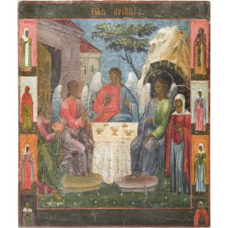 A LARGE ICON SHOWING THE OLD TESTAMENT TRINITY 