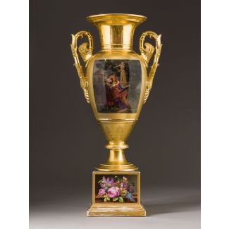 A FINE AND LARGE PORCELAIN EMPIRE AMPHORAL VASE RAPHAEL AND HIS BELOVED FORNARINA 