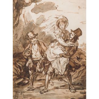 Honoré daumier (zugeschrieben) 1808 marseille - 1879 valmondois man trägt eine dame über einen graben