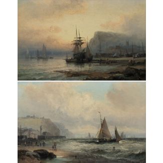 William thornley 1857, thiais (val-de-marne) - 1935, osny pair of paintings: sunset - penzance; off scarborough