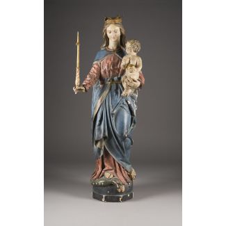 Bekrönte madonna mit zepter und dem christuskind