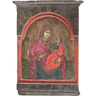 TWO CENTRAL PANELS OF TRIPTYCHS SHOWING THE HODIGITRIA MOTHER OF GOD 