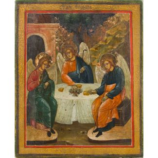 A SMALL ICON SHOWING THE OLD TESTAMENT TRINITY 