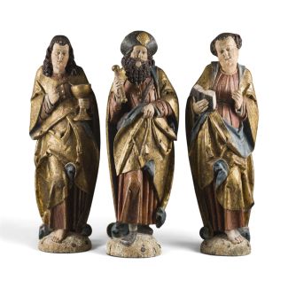 DREI GOTISCHE APOSTELFIGUREN: JAKOBUS, JOHANNES UND PHILIPUS
