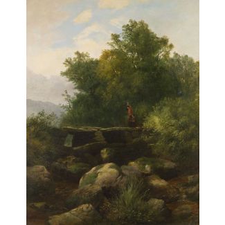 DEUTSCHE SCHULE DER MITTE DES 19. JAHRHUNDERTS WALDBACH MIT STEINBRÜCKE, 1840