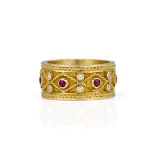 Wide, chased band ring