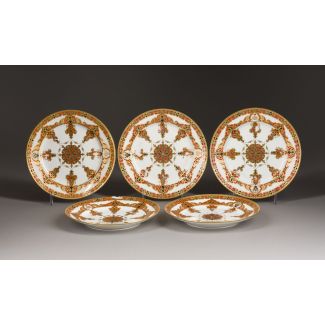 A SET OF FIVE PORCELAIN PLATES FROM THE SERVICE OF GRAND DUKE KONSTANTIN NIKOLAEVICH 