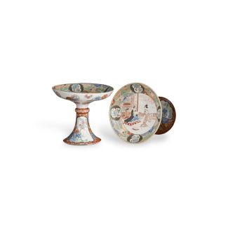 A Pair Of Arita Footstools With Overglazed Enamel Decor