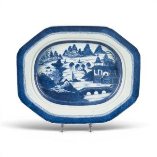 A Chinese Export Blue And White Octagonal Plate
