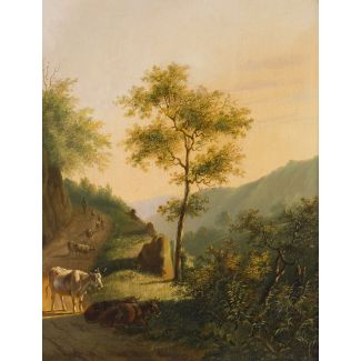 ALBERTUS VERHOESEN 1806 Utrecht - 1881 ebenda BERGLANDSCAFT MIT VIEHTRIEB, 1844