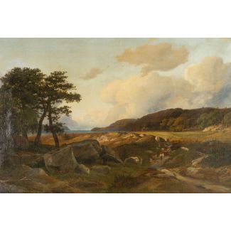 JOHANN HERMANN CARMIENCKE 1810 Hamburg - 1867 Brooklyn WEITE LANDSCHAFT MIT KUHHERDE, 1841