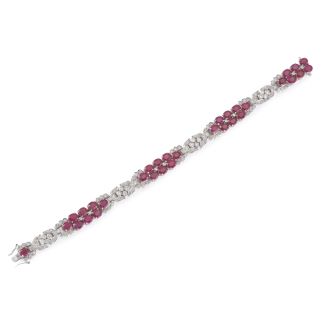 Armband mit Diamanten und oval geschliffenen Rubinen