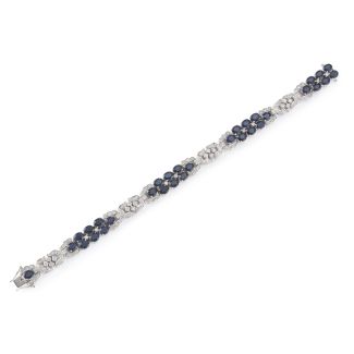 Armband aus oval geschliffenen Saphiren und Diamanten mit geometrischen Motiven