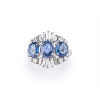Ceylon sapphire three-piece ring