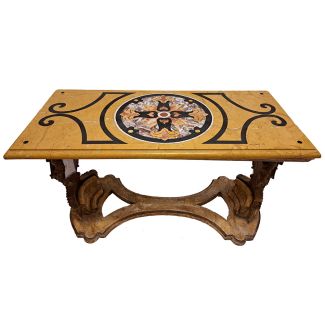 Coffee table in wood and marble