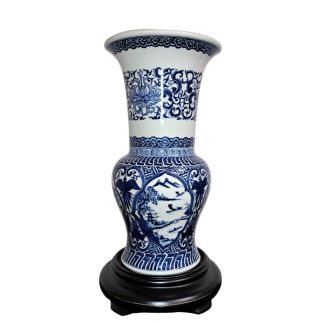 White and blue porcelain vase
