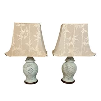 Pair of perforated porcelain vases