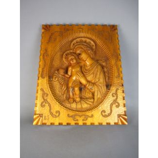 Large carved wooden sacred icon painting