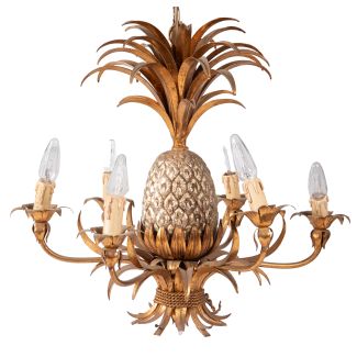 Pineapple Form Six-Light Gilt Bronze Chandelier