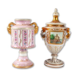 Pair of Porcelain Vases, Dresden and Floral Decoration