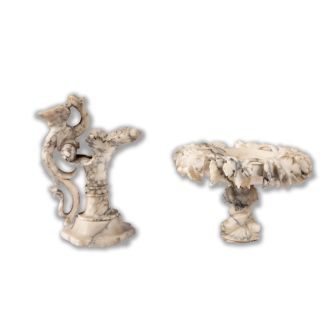 Alabaster Group with Grapevine Centerpiece on Dolphin Base and Amphora Finial with Dragon Figure