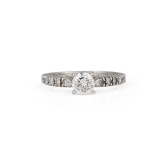 Solitaire ring in white gold with brilliant-cut diamonds