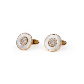 Mother-of-pearl diamond cufflinks in rose gold