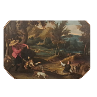 Landschaft mit Fuchsjagdszene