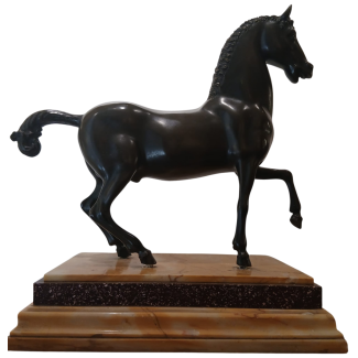 Bronze Horse Statue With Marble Base