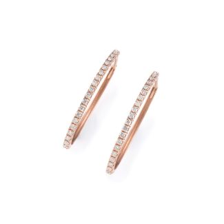 Oval hoop earrings in rose gold with diamonds