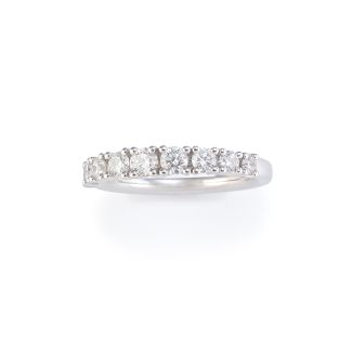 White gold band ring with 9 brilliant-cut diamonds