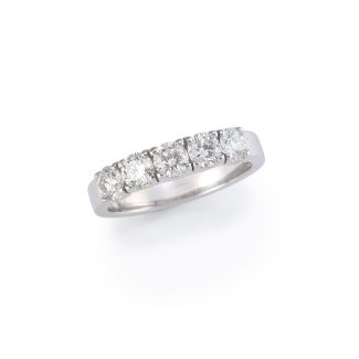 White gold band ring with five diamonds