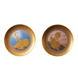 "Day" and "Night" Art Deco decorative plates