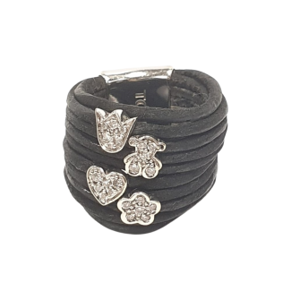 Tous-Ring aus Leder und Diamanten