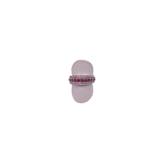 Wendbarer Ring mit Rubinen, Saphiren und Diamanten aus 18-karätigem Gold.